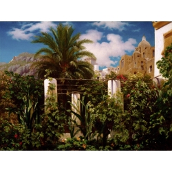 Quadro, stampa su tela. Frederic Leighton, Giardino di una locanda, Capri