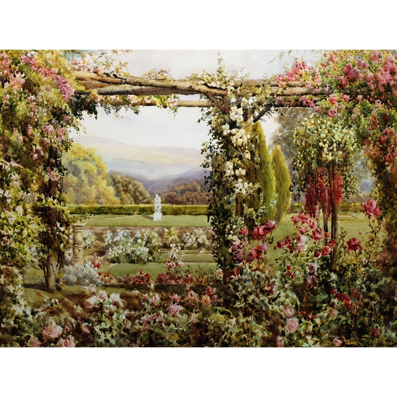 Quadro, stampa su tela. Robert Atkinson, Il giardino delle rose