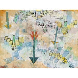 Quadro, stampa su tela. Paul Klee, Birds Swooping Down and Arrows