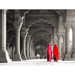 Quadro, stampa su tela. Pangea Images, Donne in abiti tradizionali, India (BW)