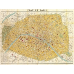 Cuadros mapamundi en canvas. Joannoo, Gilded Map of Paris