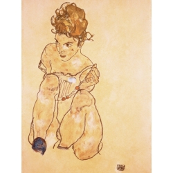 Wall art print and canvas. Egon Schiele, Seated Girl in Slip