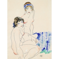 Leinwandbilder. Egon Schiele, Zwei nackte Frauen am Wasser