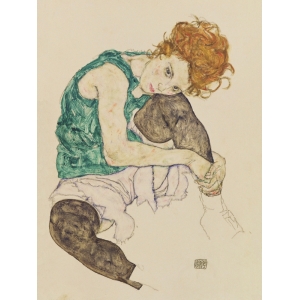 Wall art print and canvas. Egon Schiele, Seated Woman with Bent Knee