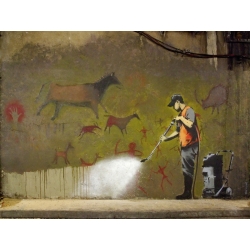Wall art print and canvas. Anonymous (attributed to Banksy), Leake Street, London (graffiti)