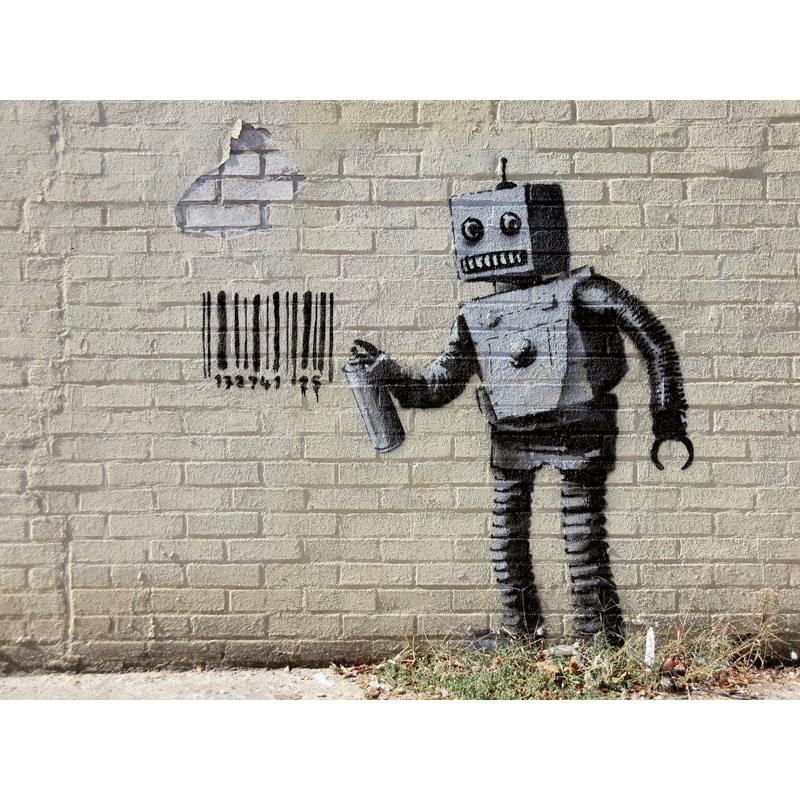 Wall art print and canvas. Anonymous (attributed to Banksy), Stillwell Avenue, Coney Island, NYC (graffiti)