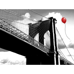 Wall art print and canvas. Masterfunk Collective, Balloon over Brooklyn Bridge