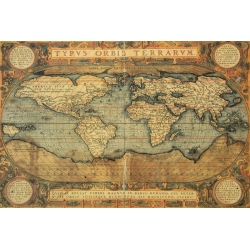 Karte und Weltkarte. Abraham Ortelius, Typus Orbis Terrarum, 1587