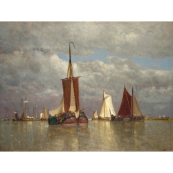 Leinwandbilder. Paul Jean Clays, Segelboote vor der Küste bei Dordrecht