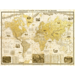 Tableau sur toile. Joannoo, Gilded 1859 Map of the World