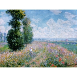 Quadro, stampa su tela. Claude Monet, Prato con pioppi (dettaglio)