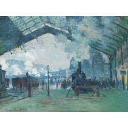 Quadro, stampa su tela. Claude Monet, L'arrivo del treno dalla Normandia, Stazione Saint-Lazare