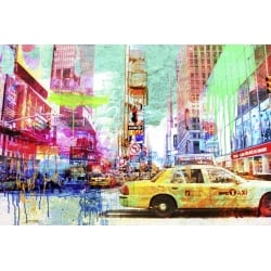 Tableau sur toile. Eric Chestier, Taxis in Times Square 2.0