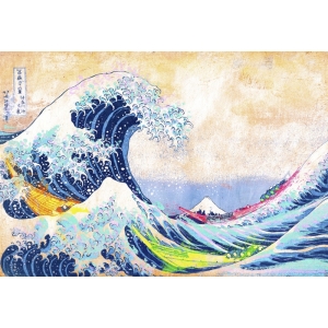 Cuadro pop en canvas. Eric Chestier, La gran ola de Hokusai 2.0