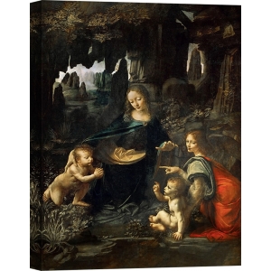 Cuadro famoso en canvas. Leonardo da Vinci, Virgen de Las Rocas