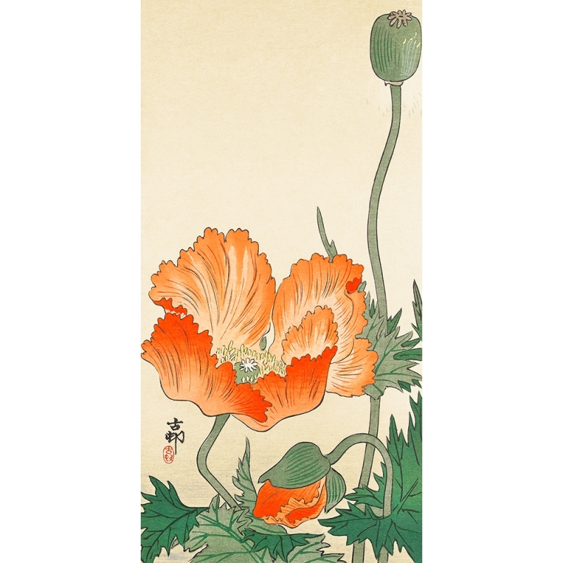 Leinwandbilder Japanische Kunst. Mohnblumen
