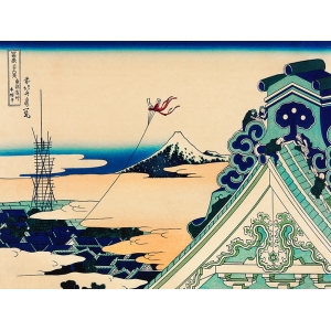 Wall art print on canvas and poster. Hokusai, Temple at Asakusa