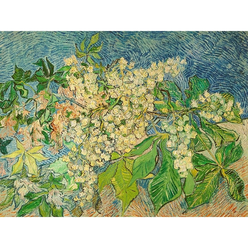 Tableau sur toile. Branche de châtaignier en fleurs 