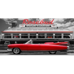 Wall art print. Gasoline Images, Vintage car and american diner