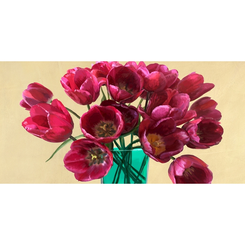 Cuadros de flores modernos en canvas. Tulipanes rojos modernos