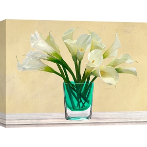 Wall art print and canvas. Modern Flowers. White Callas Glass Vase