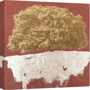 Quadro, stampa su tela. Alessio Aprile, Golden Tree on Red
