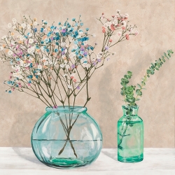 Quadro floreale, stampa su tela. Composizione di fiori in vaso I