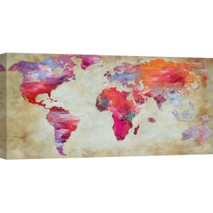 Tableau sur toile. Carte du Monde. World in colors