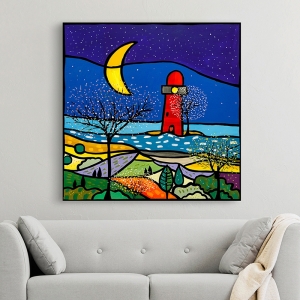 Cuadro en canvas para los niños. Wallas , El faro en la noche