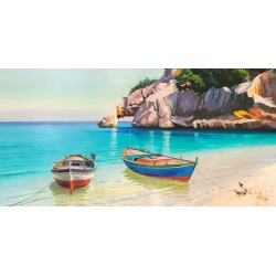 Wall Art Print and Canvas. Boats on the Beach in Italy (detail)