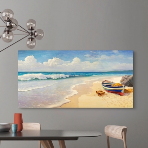 Tableau de mer sur toile. Vagues sur la plage