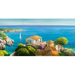 Wall Art Print and Canvas. Villa on the mediterranean sea