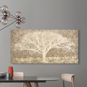 Modern Wall Art print and canvas. Tree on a Grey Brocade