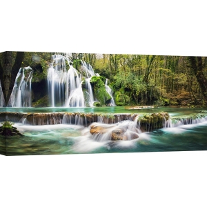 Quadro con cascata, stampa su tela. Waterfall in a forest