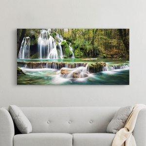 Bilder auf Leinwand. Wasserfall in einem Wald