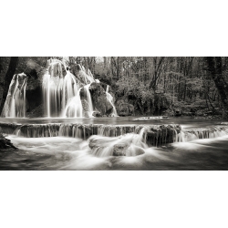 Quadro con cascata, stampa su tela. Waterfall in a forest (BW)