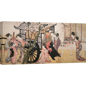 Cuadro japones. Kitagawa Utamaro, Cortesanas y flores de cerezo.
