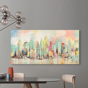 Moderne Bilder auf Leinwand. Luigi Florio, Colorful Skyline