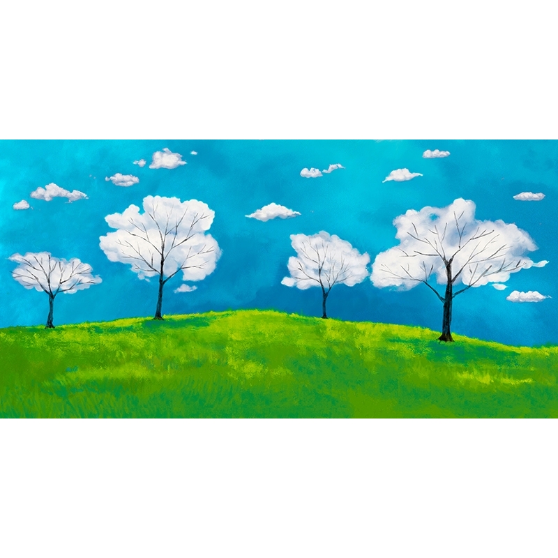 Modern Wall Art Print and Canvas. Whimsical Art. Valley of clouds