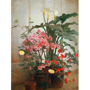 Quadro floreale classico, stampa su tela. Side of a Greenhouse