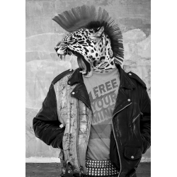 Moderne Bilder auf Leinwand Tiere. Punk-Leopard