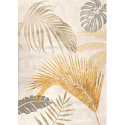 Tableau moderne avec palmier sur toile. Palm Leaves Gold II