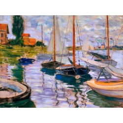 Wall Art Print and Canvas. Claude Monet, Sailboats on river Seine