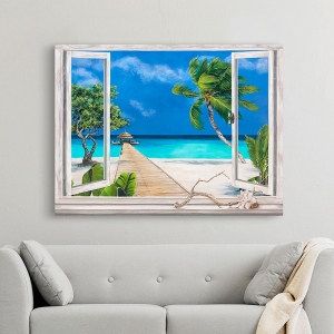 Cuadro ventana en canvas. Dellal Remy, Playa tropical