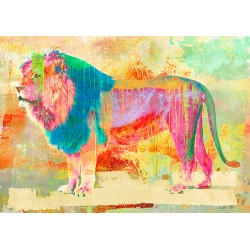 Tableau moderne molticolore, impressions sur toile. Lion Pop