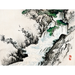 Japanese Art Print and Canvas. Bairei Kono, Waterfall