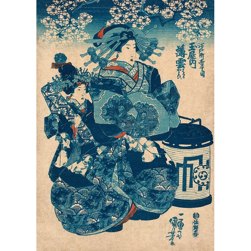 Stampa giapponese, quadro su tela. Kuniyoshi Utagawa, Tamaya