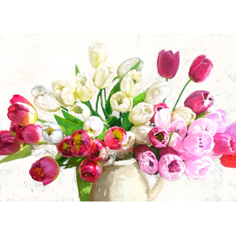 Wall Art Print and Canvas. Modern Flowers on white background