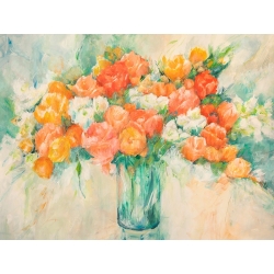 Tableau fleurs, impression sur toile. Bouquet de printemps