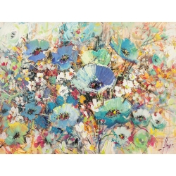 Quadro floreale, stampa su tela. Campo di fiori in Primavera